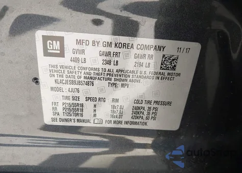 2018 Buick Encore Preferred z USA, uszkodzony, nr VIN KL4CJESB9JB574876